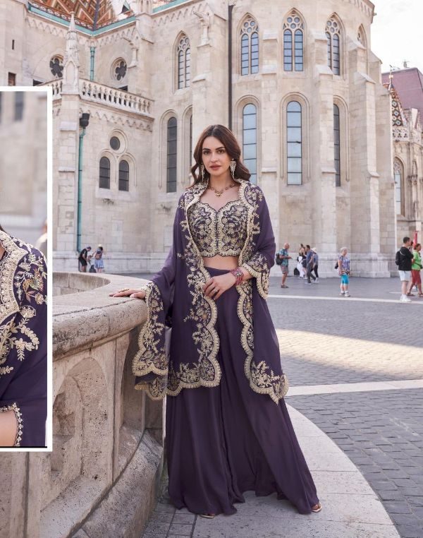 Silk Sharara Gharara - Purple