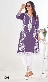Straight Kurti with Matching Pants- Purple