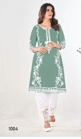 Straight Kurti with Matching Pants- Lime