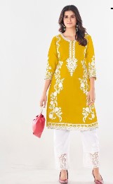 Straight Kurti with Matching Pants- Yellow