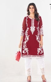 Straight Kurti with Matching Pants- Red