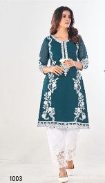 Straight Kurti with Matching Pants- Teal