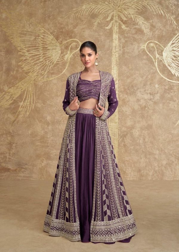 Designer Indo-Western Gown- TG - Purple