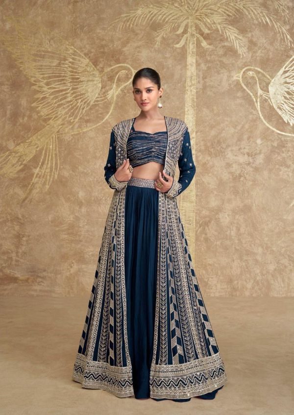 Designer Indo-Western Gown- TG - Blue