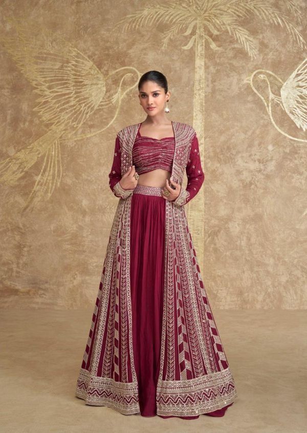 Designer Indo-Western Gown- TG - Red