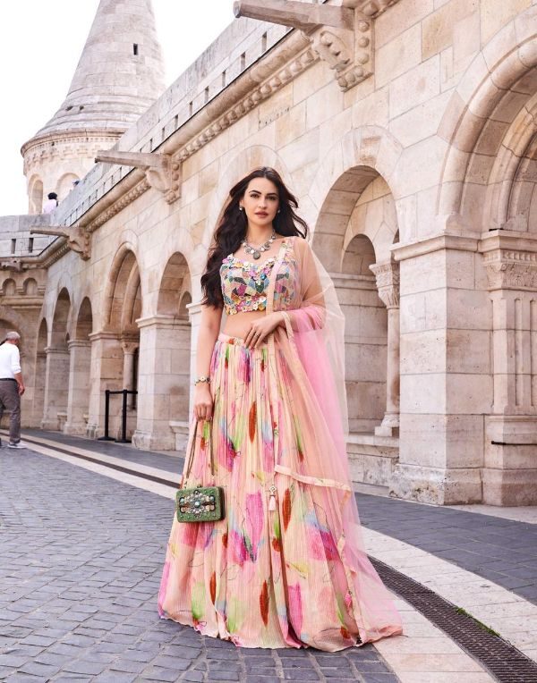 Designer Lehenga Choli with Dupatta- SS- Pink