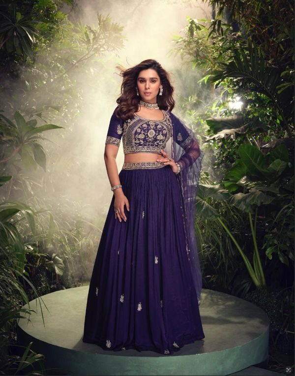 Chinon Silk Lehenga Choli Set- SA - Purple