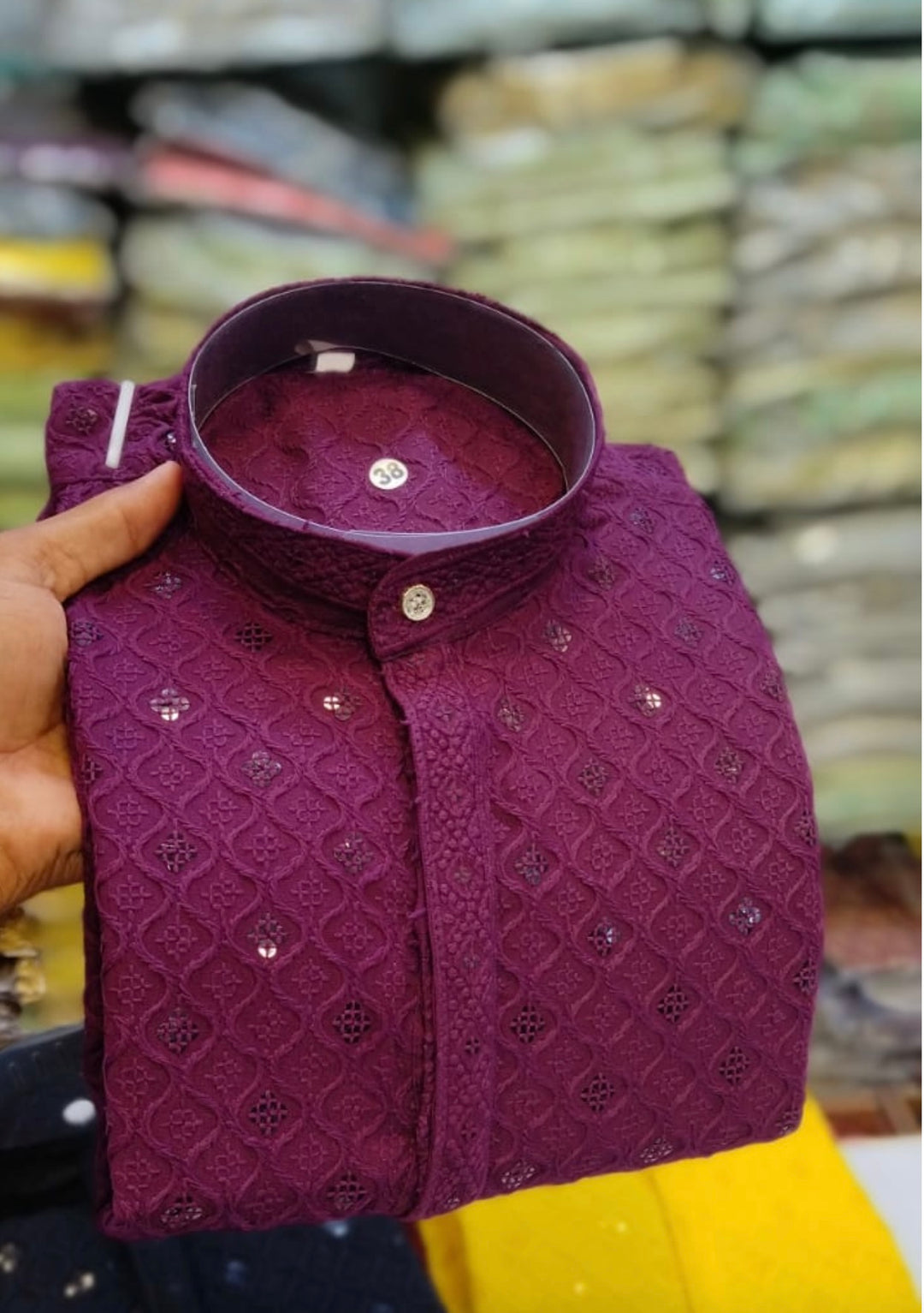 Kurta Pajama Set β Kaju Katli Design- Purple