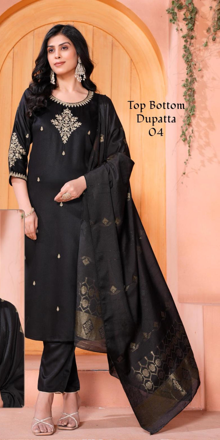 Premium Gaji Silk Ready made Salwar Kameez- Black