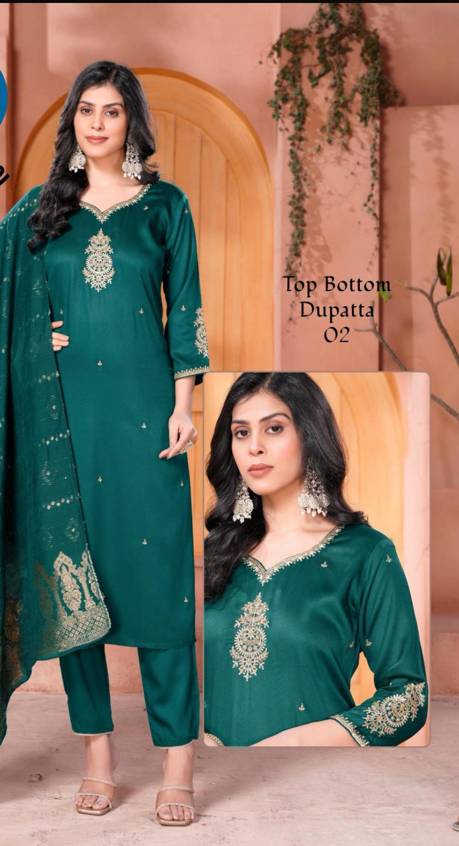Premium Gaji Silk Ready made Salwar Kameez- Green