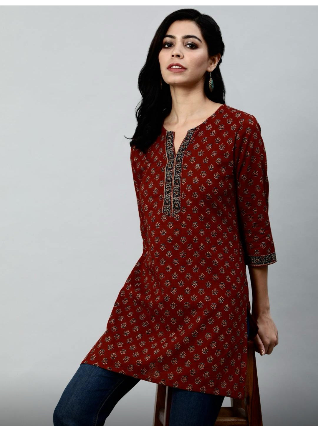 Cotton Printed Tops- Red