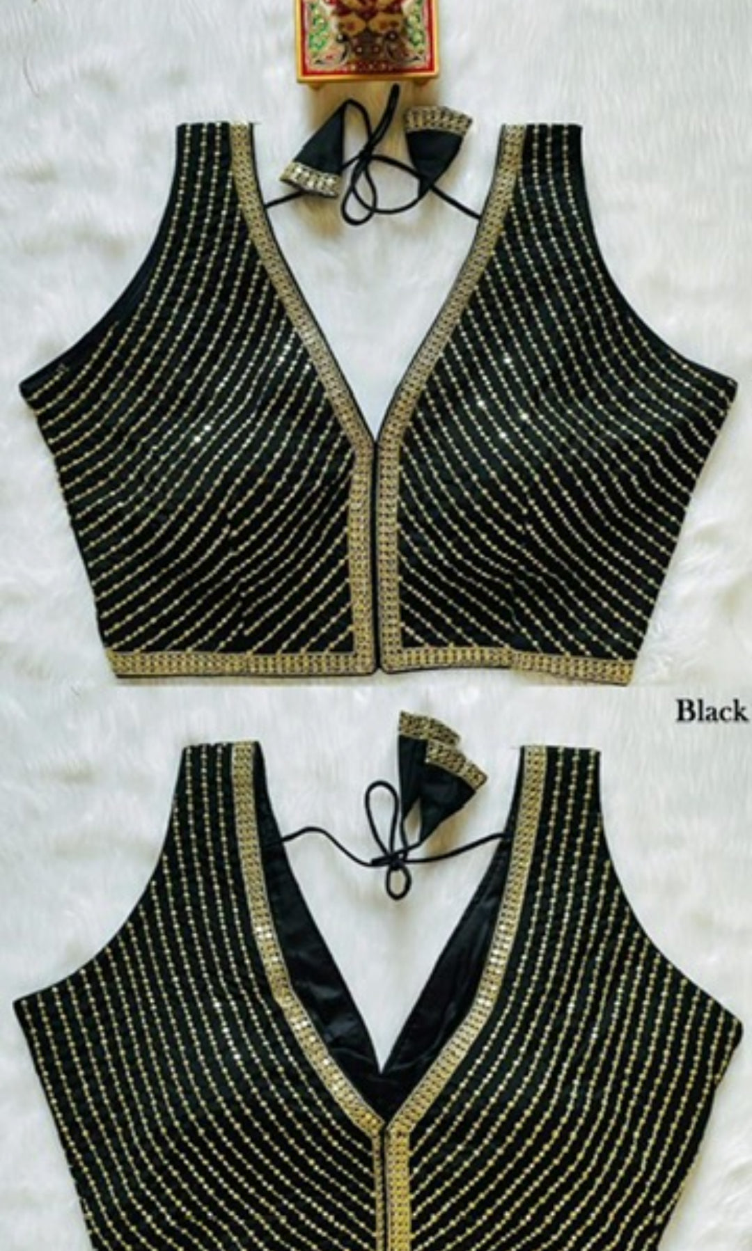 Designer Ready-Made Blouses- Black