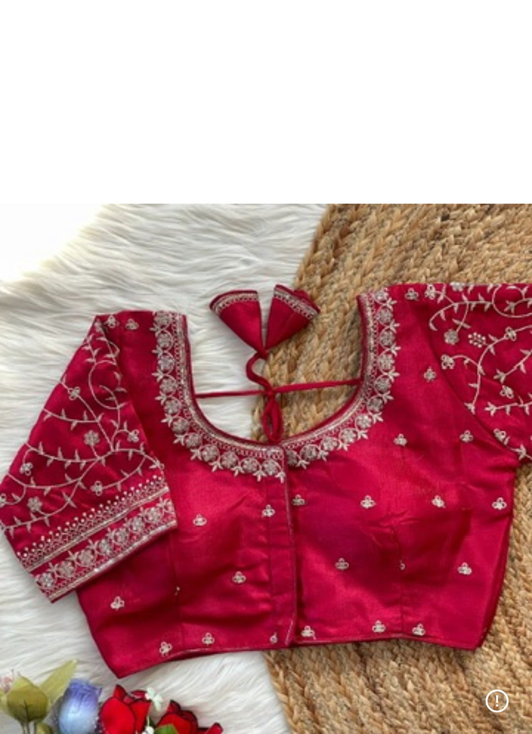 Embroidered Designer Ready-Made Blouse- Red