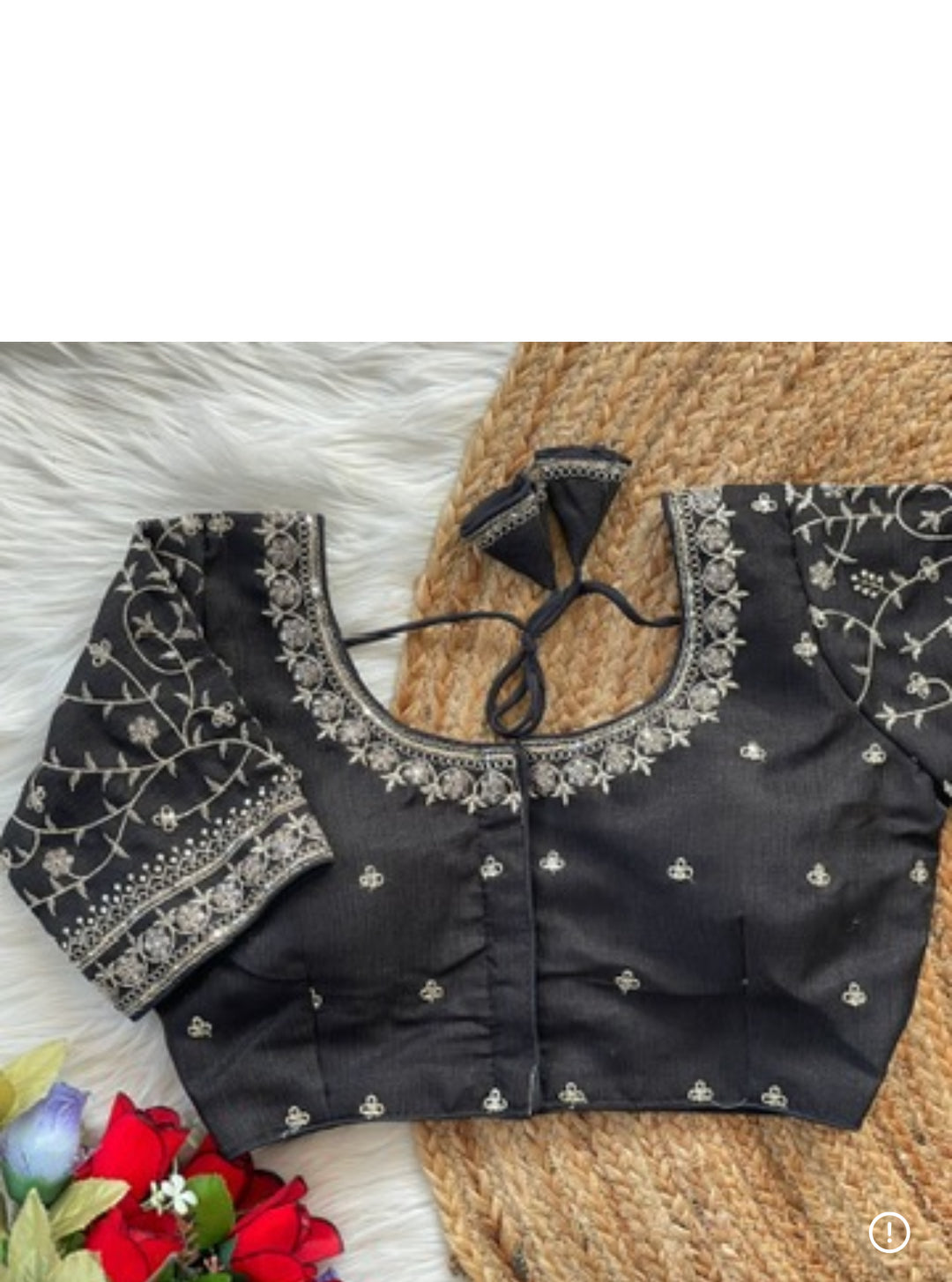 Embroidered Designer Ready-Made Blouse- Black