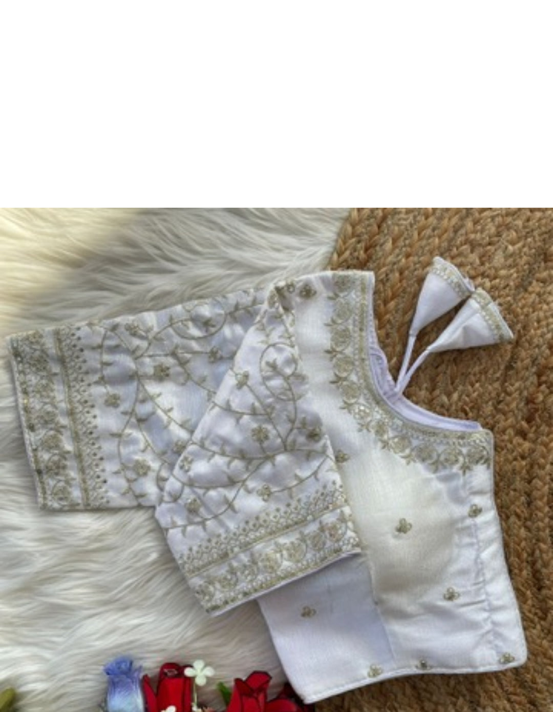 Embroidered Designer Ready-Made Blouse- White