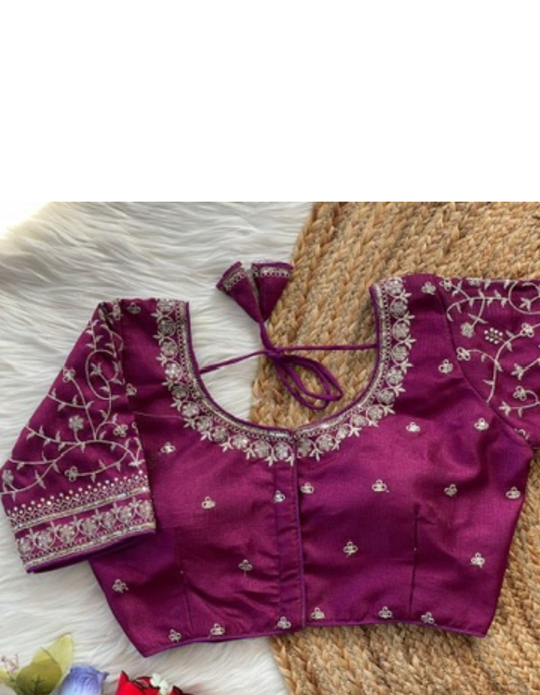 Embroidered Designer Ready-Made Blouse- Magenta