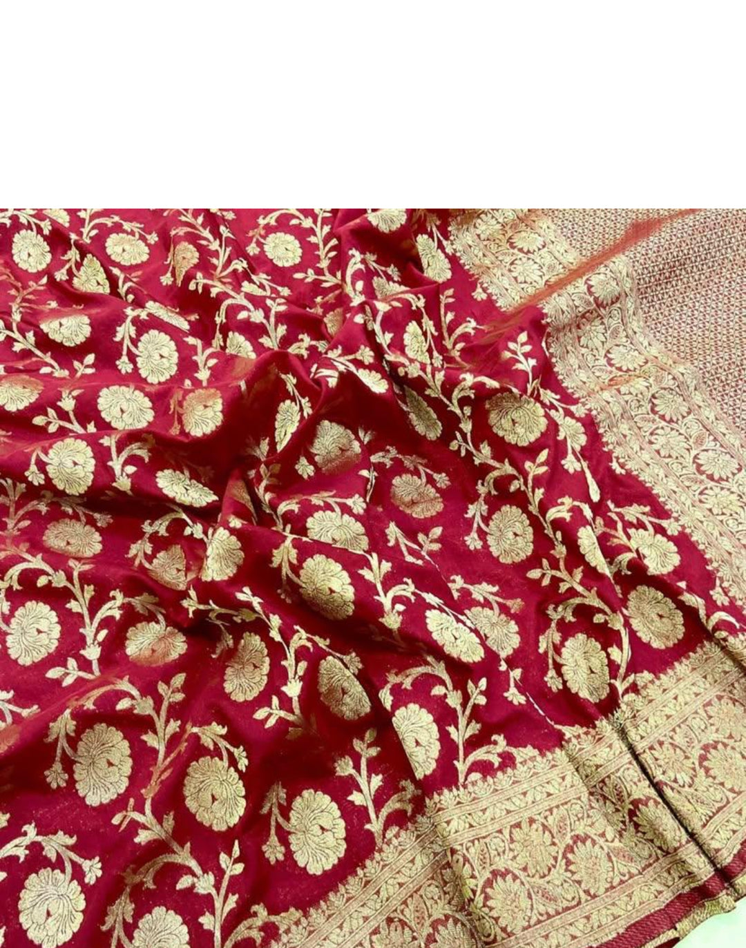 Pure Soft Khadi Georgette Silk Saree - Beige- Maroon