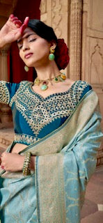 Designer Saree KK- Aqua Blue