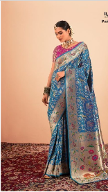 Paithani Silk- Aqua