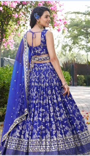 Designer Lehenga- Dola Silk- Royal Blue