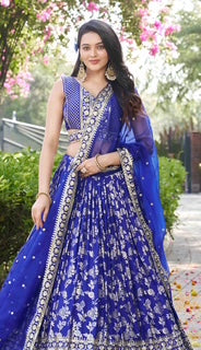 Designer Lehenga- Dola Silk- Royal Blue
