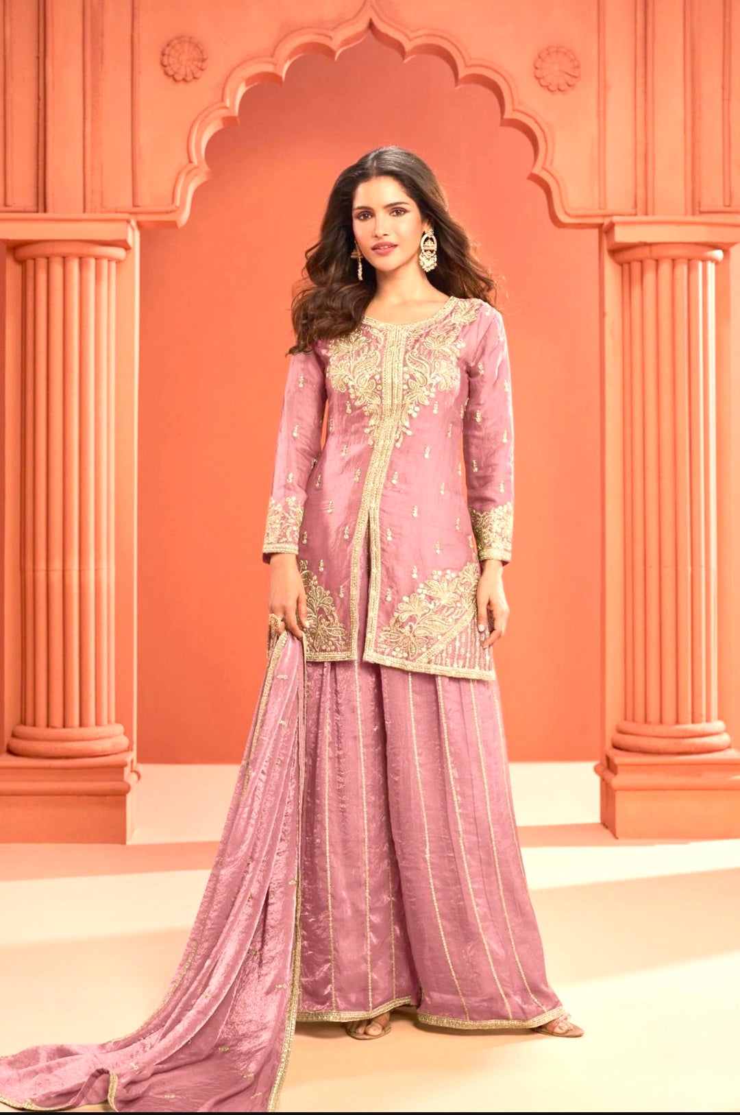 ROYAL SHARARA • GHARARA SET - Light Pink