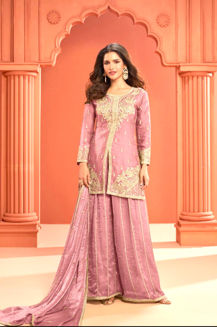 ROYAL SHARARA • GHARARA SET - Light Pink