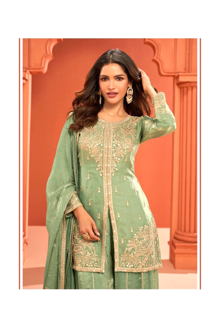 ROYAL SHARARA • GHARARA SET - Light Green
