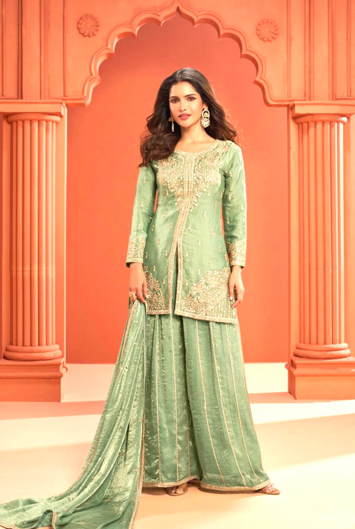 ROYAL SHARARA • GHARARA SET - Light Green