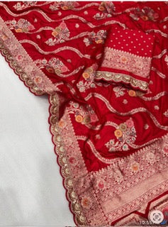 Rich Dola Silk with Exquisite Zari Weaving - Red