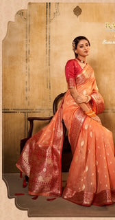 Banarasi Tissue Collection- Peach