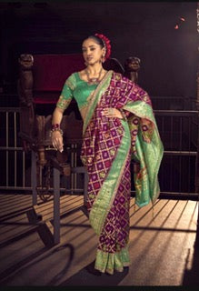 LUXURIOUS PURE DOLA SILK SAREE- KD- Purple