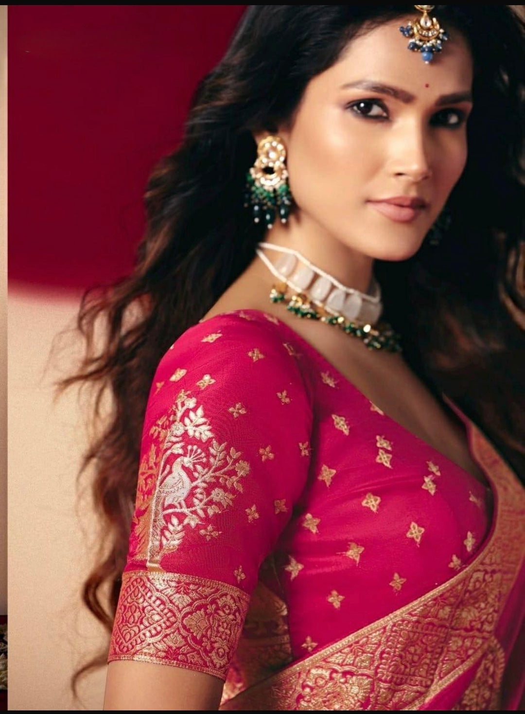 LUXURIOUS PURE DOLA SILK SAREE- KD- Pink