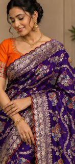 Rich Dola Silk with Exquisite Zari Weaving - Purple