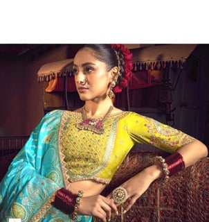 LUXURIOUS PURE DOLA SILK SAREE- KD- Sea Blue