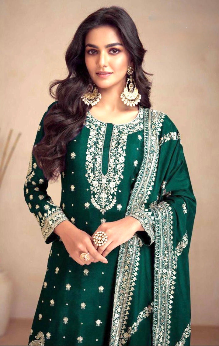 ROYAL PREMIUM CHINON SHARARA-GHARARA SET- Green