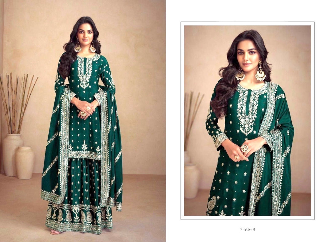 ROYAL PREMIUM CHINON SHARARA-GHARARA SET- Green
