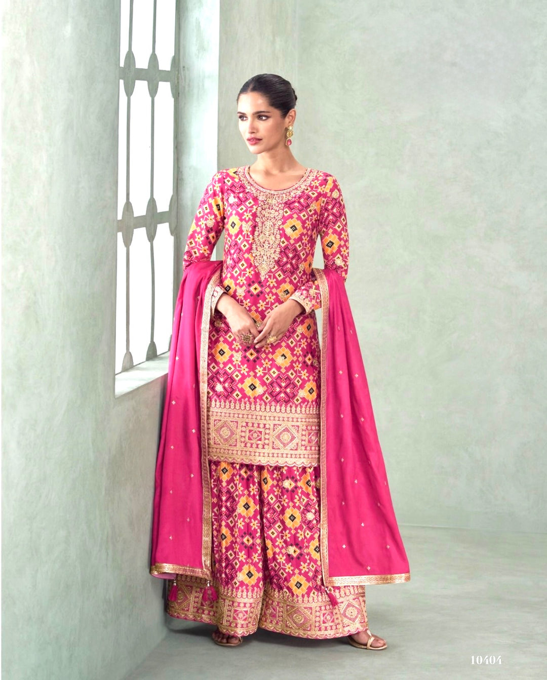 ROYAL PREMIUM CHINON SHARARA-GHARARA SET- MB-Pink-Multi