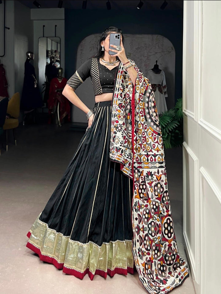 NAVRATRI COLLECTION- Chanderi Garba- Black