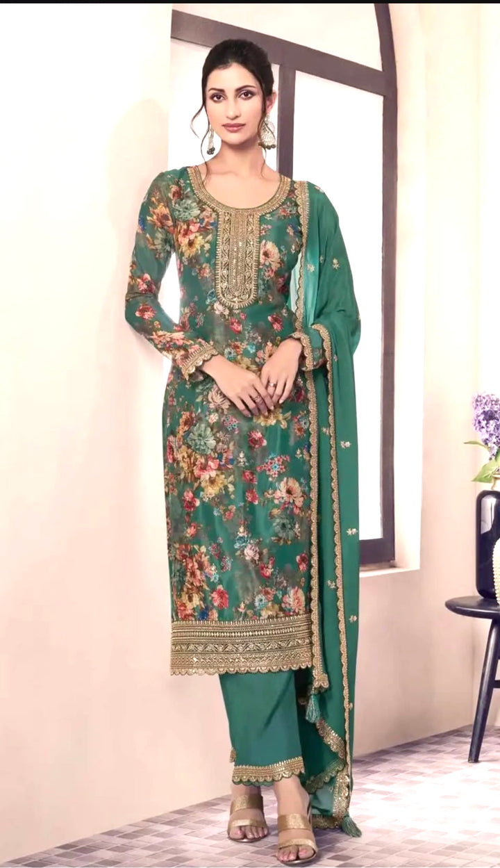 FESTIVE ELEGANCE | DESIGNER KAMEEZ and PANT SET - KPDP- Green