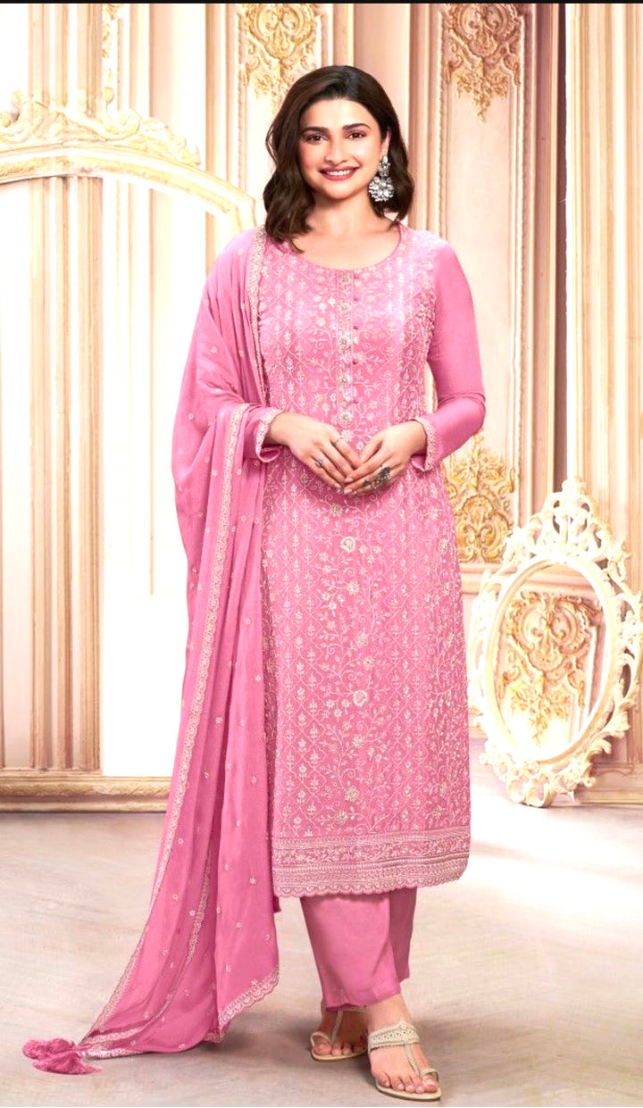 ELEGANT THREAD-EMBROIDERED SALWAR KAMEEZ - VS-Light Pink