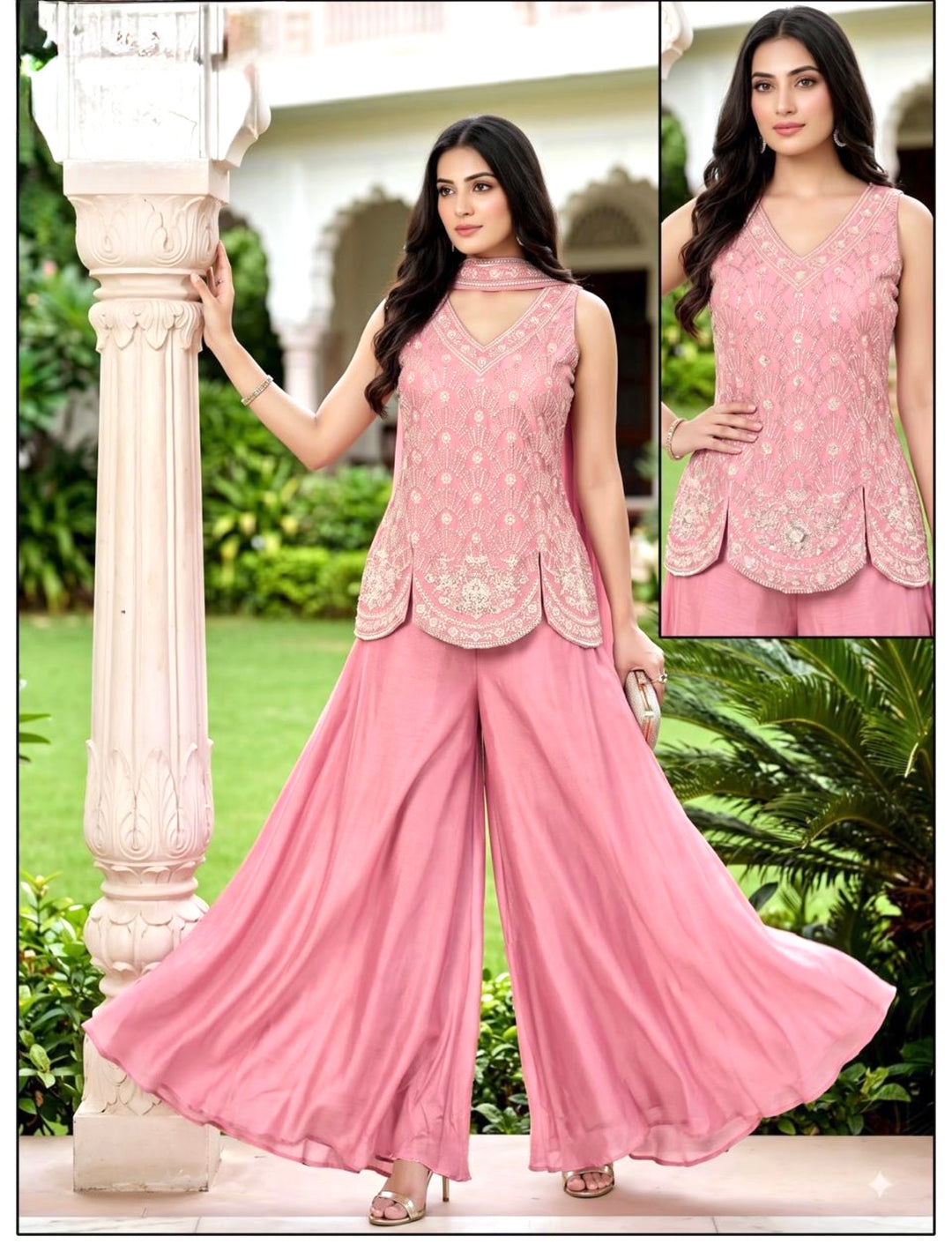 STUNNING 3-PIECE INDO-WESTERN OUTFIT- RFH- Light Pink