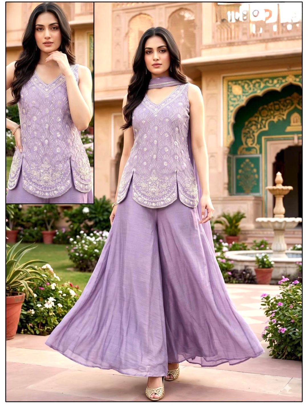 STUNNING 3-PIECE INDO-WESTERN OUTFIT- RFH- Light Magenta