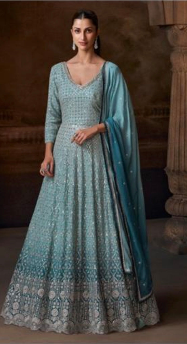 Luxurious  and Designer Gown- Blue