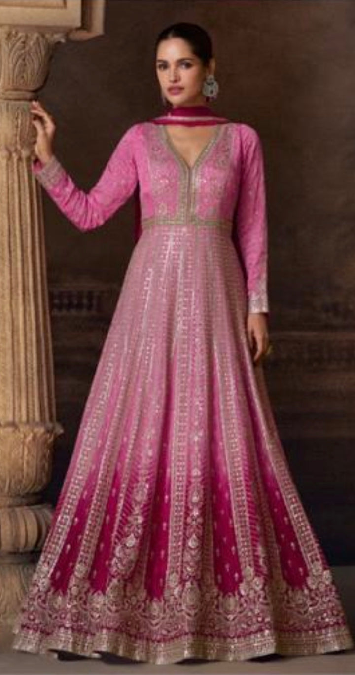 Luxurious  and Designer Gown- Light Pink- Rani