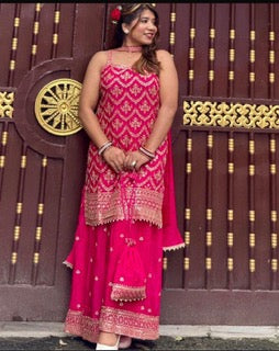 Top, Palazzo and Dupatta- RFH- Burgundy