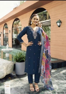 Luxury Salwar Kameez Set -RO- Navy Blue