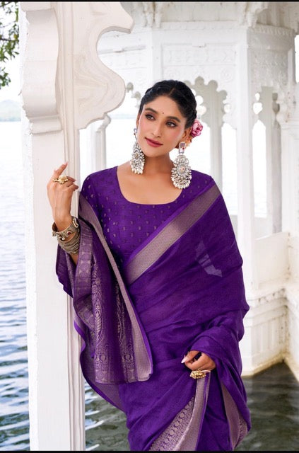 Luxury Georgette Saree- Magenta