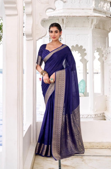 Luxury Georgette Saree-Blue