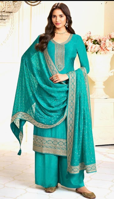 Muga Silk Salwar Kameez-VS- Sea Blue
